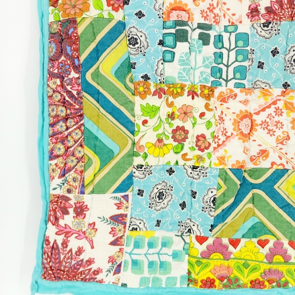 Aqua Turquoise Quilted Colorful Boho Unique Padded Srandard Backslip Pillowcase - Picture 5 of 7